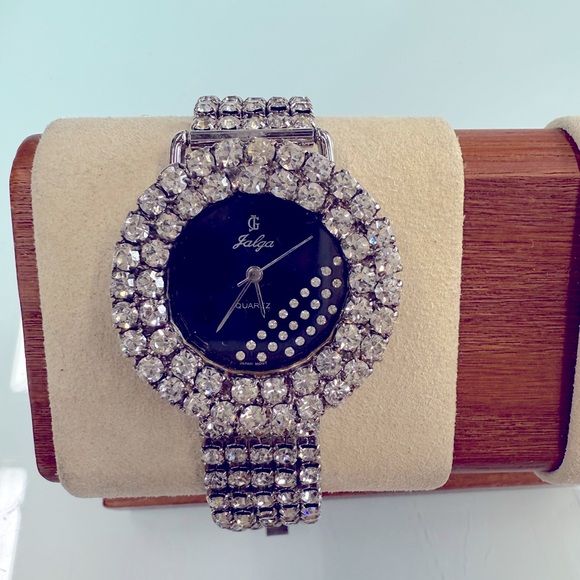 Jalga Vintage Style Crystal  Watch prong set new battery no missing crystals - Picture 3 of 7